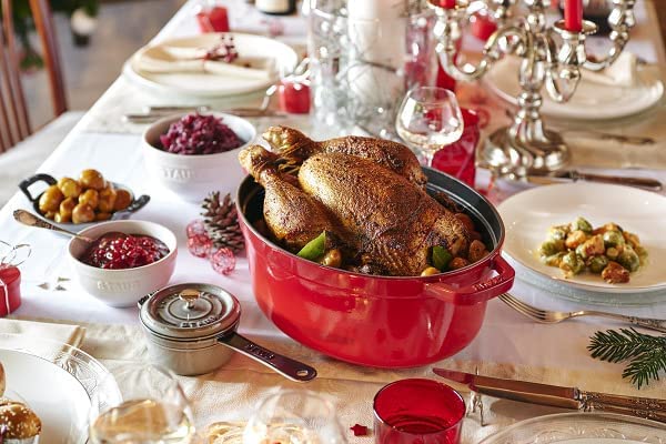 Staub Cocotte Oval Cherry большой эмалированный горшок ручной работы, совместимый с IH, японский La Cocotte Oval "Pico 31 см" [Авторизованный продукт] 40509-866