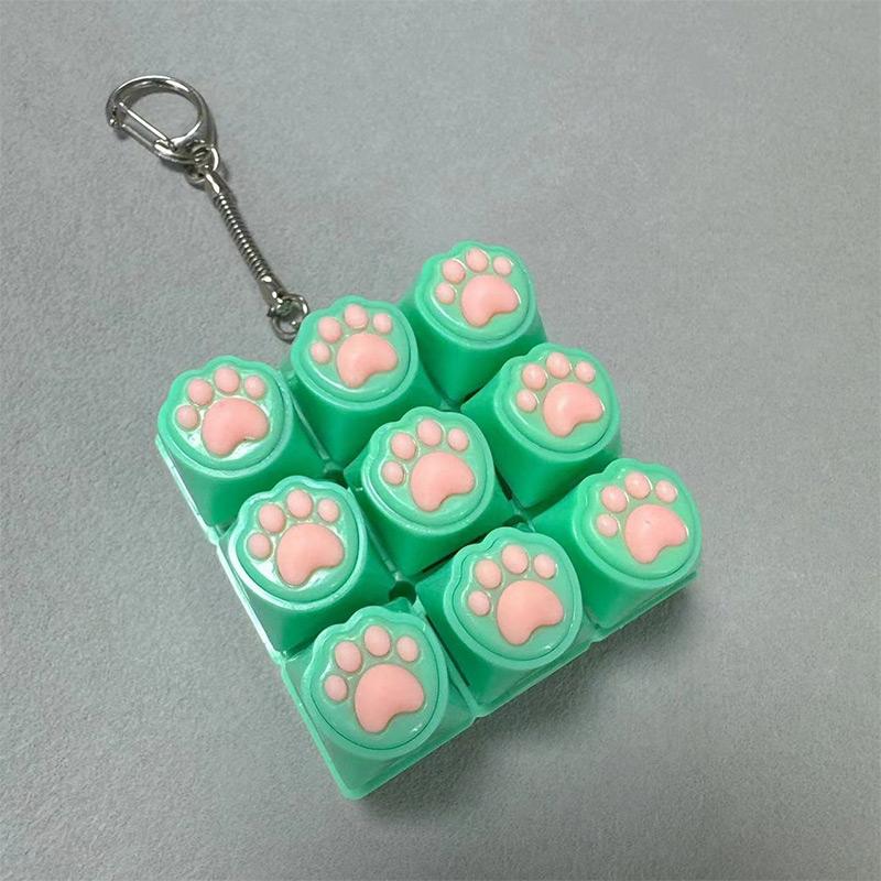 LED Silicone Cat Paw Decompression Button Fidget Toys Cat Paw Stress Ball Keyboard Keycaps Button Keychain Toy Home Decoration