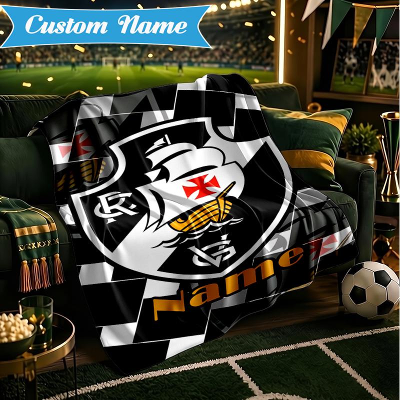 Custom Name Vasco da Gama Crest Blanket Lightweight Ideal Bedding Blanket Perfect for Travel, Camping, Living Rooms, Sofas, Christmas gift