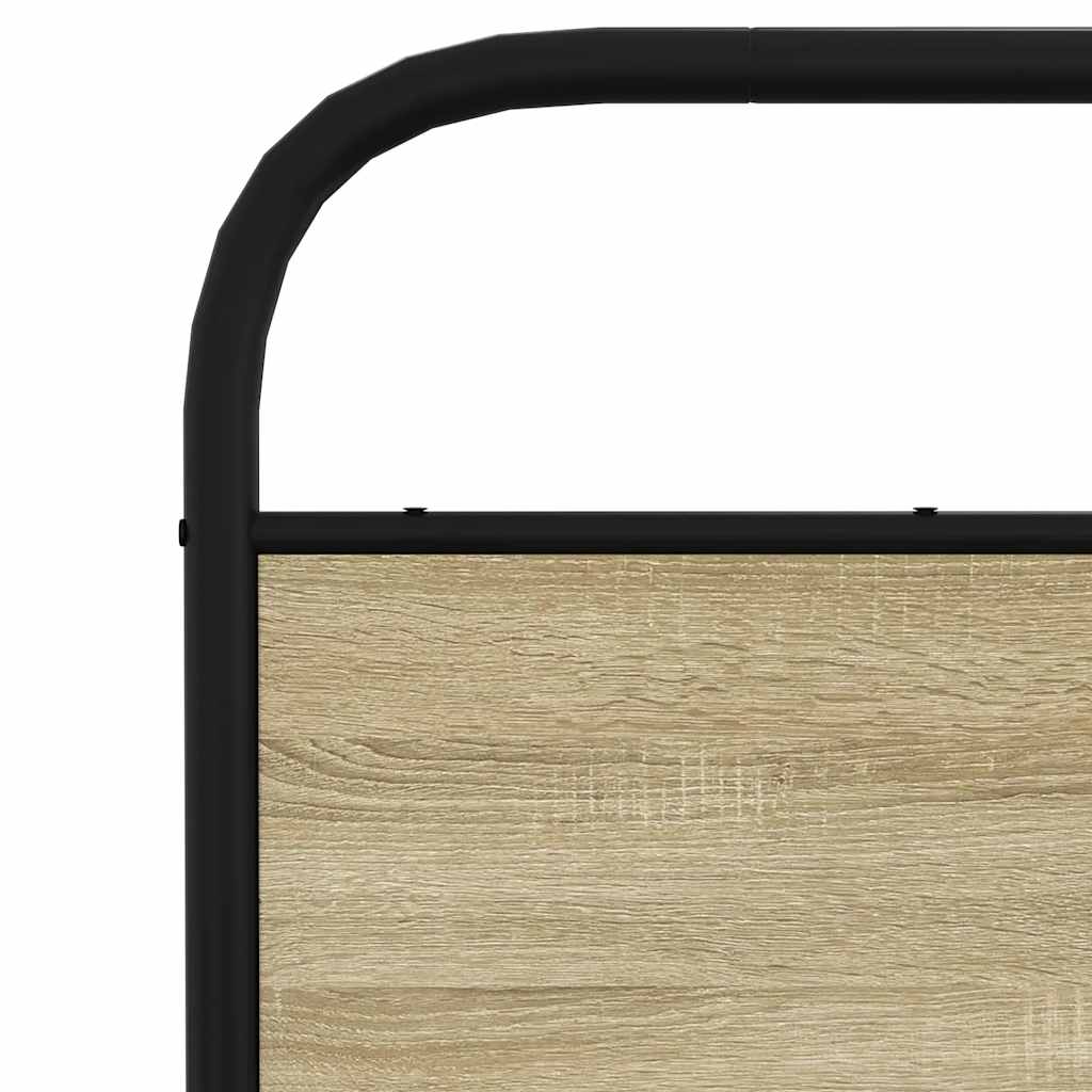 Metal Bed Frame without Mattress Sonoma Oak Finish 140 x 190 cm