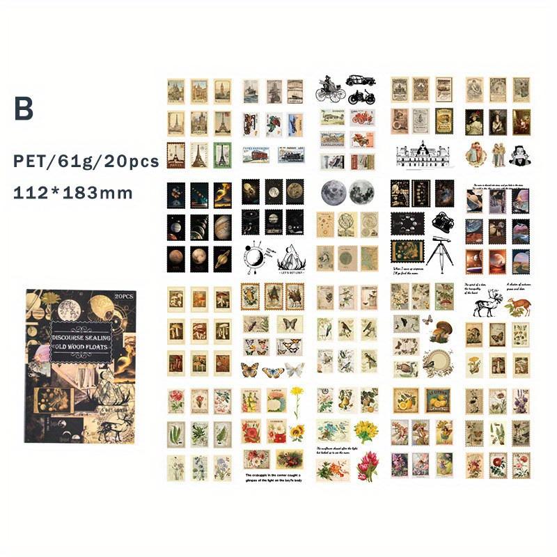 20 листов винтажных наклеек для скрапбукинга книги ПЭТ-материалы творческий журнал DIY коллаж материал журнальные принадлежности наклейки
