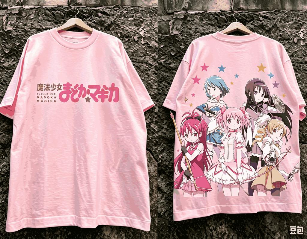 Puella Magi Madoka Magica T-shirts Vintage Oversized Unisex Hip Hop Street T Shirt Casual Loose Streetwear Trendy Cotton Couples