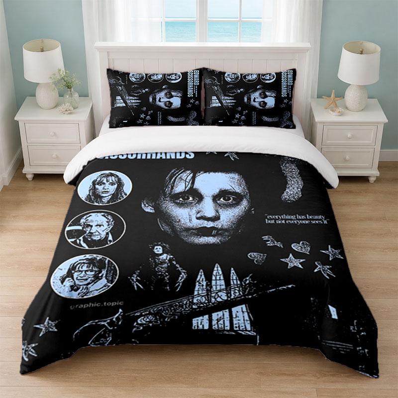 Edward Scissorhands Bedroom 3Pcs Bedding Set Soft Bed Sheet Pillowcases Home Bedding Decoration
