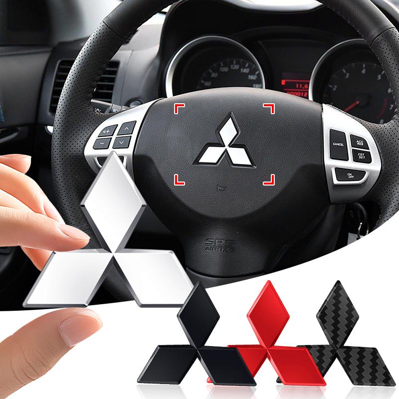 lqjn6 1Pcs Car Steering Wheel Decoration Sticker Badge Auto Styling For Mitsubishi Outlander Lancer 10 9 ASX RALLIART Eclipse L200