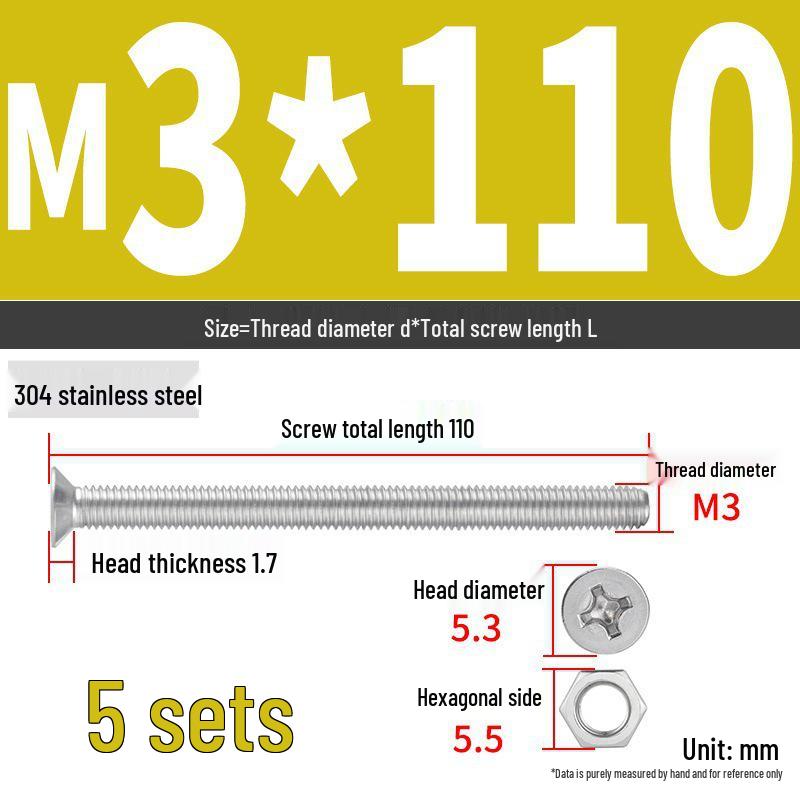 Набор Extra Long Phillips Flat Head Винтов и Гаек из Нержавеющей Стали 304 (2М, 3М, 4М)