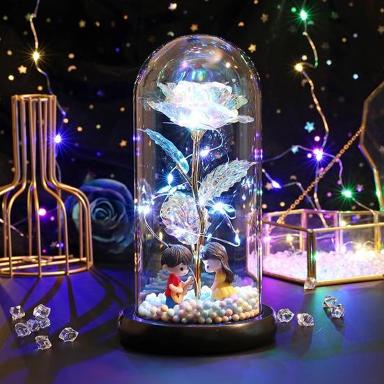 Rose Flower Gifts for Her Mom Wife Grandma Light Up Eternal Rose in A Dome Romantic Gift for Anniversary Birthday Valentine's Day Christmas