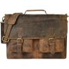 18 Inch Retro Buffalo Hunter Leather Laptop Messenger Bag Briefcase