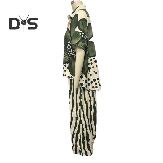 Женский комплект из двух предметов с цветочным принтом, свободный топ с коротким рукавом и широкими брюками, летний повседневный уличный стиль в стиле бохо