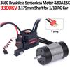 Supass Hobby Rocket 3660 3.175mm Shaft Waterproof Brushless Motor KK 80A ESC T Plug for 1/10 RC Car Model Toy Parts WLtoy 12428