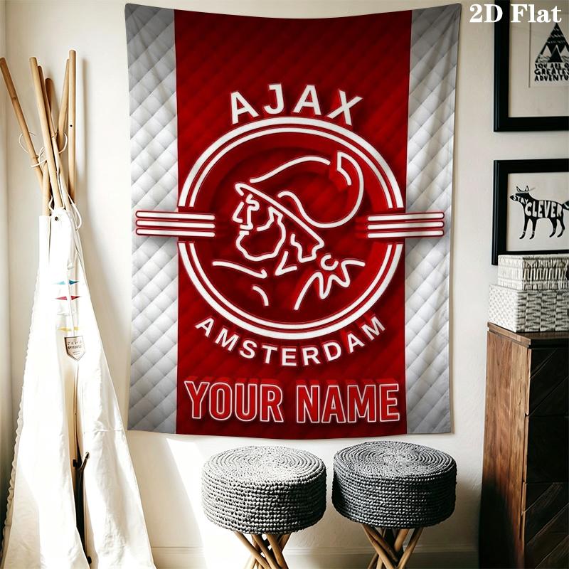 Custom Name Ajax Wall Tapestry Aesthetic Wall Hanging Printed Fabric Blanket Decorative Tapestries for Bedroom Living Room Home Decor