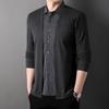 Fake Two-piece Striped Splicing New Spring Men's Lapel Pullover Fashionable Casual Bottoming Shirt for Men