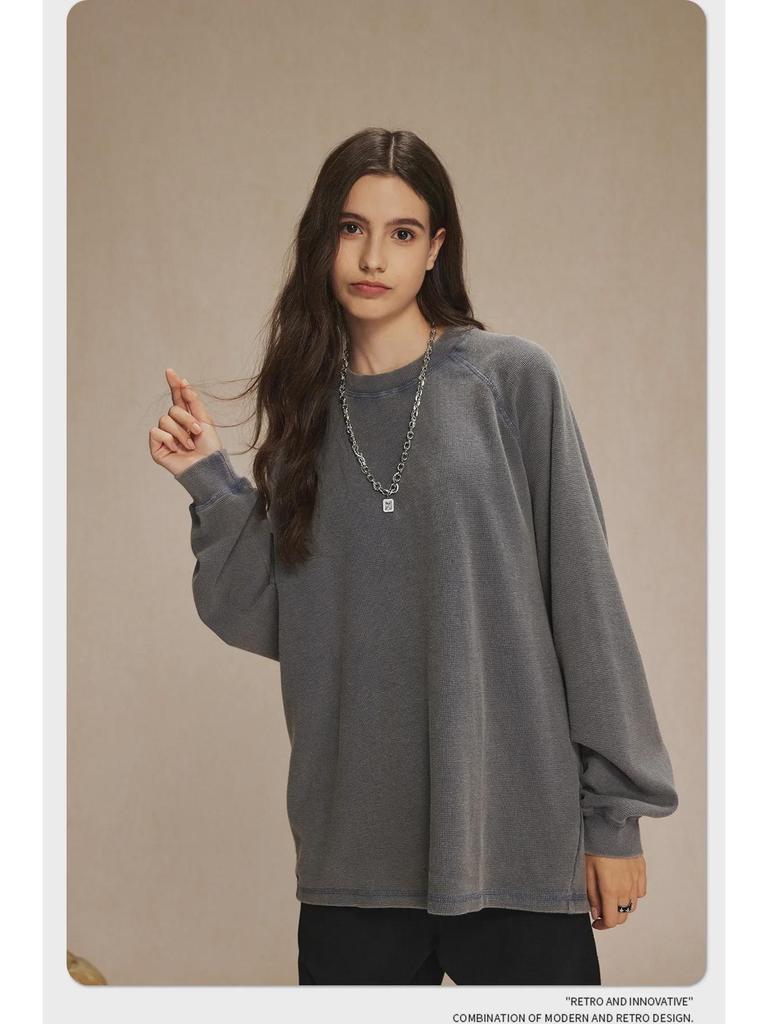 Футболка мужская вафельная с длинными рукавами в стиле ретро из коллекции осень/зима 2024 г.