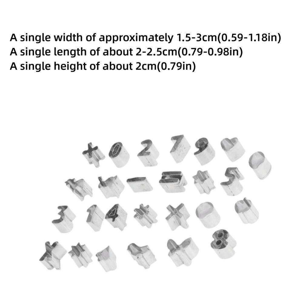 26pcs Durable Metal Baking Mold Digital Geometry Number Pattern Mould Cake Decorating