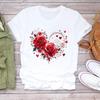 (Asian Size) Women Tee Sweet Flower Style 90s Top Clothing Casual  Short Sleeve T Shirt Fashion Print Lady Female Graphic T-shirts
