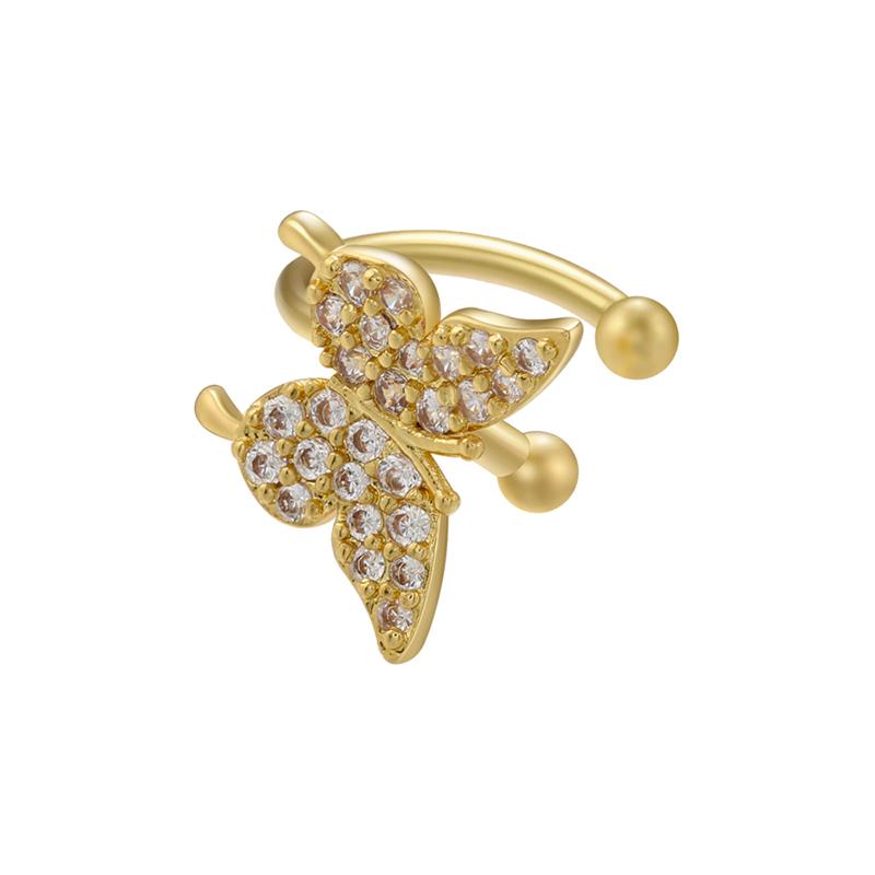 ZHUKOU butterfly Ear cuffs women clip on earrings Flower No Pierced earrings for women Cubic Zirconia Jewelry VE705
