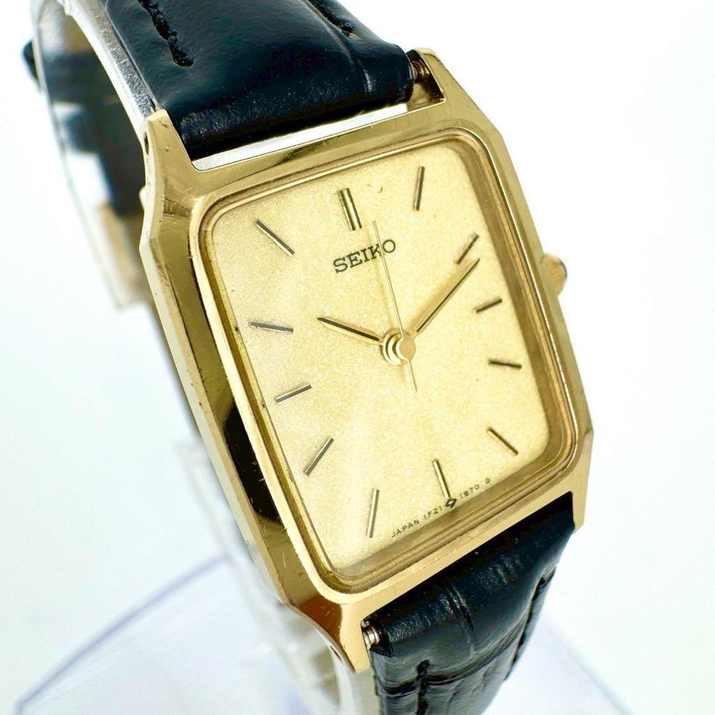 [USED] Battery SEIKO Gold 1F21-5A60 Square Watch