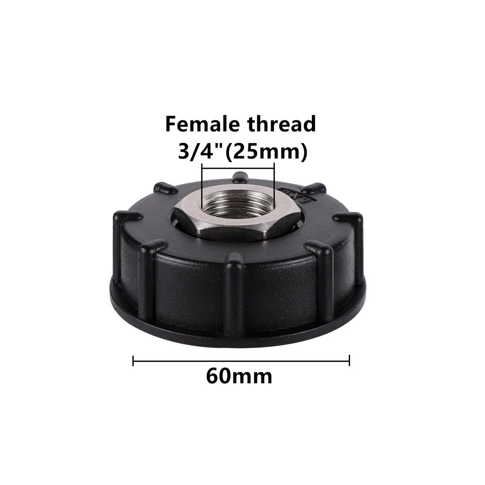 S60x6 Адаптер для резервуара для воды IBC с крупной резьбой 1/2" 3/4" наружная внутренняя резьба Выход из нержавеющей стали для контейнеров IBC слива Замена