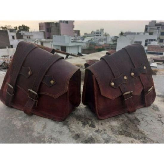 Мотоциклетная седельная сумка из натуральной коричневой козьей кожи, передняя вилка, поворотный рычаг, комбинированная сумка для инструментов