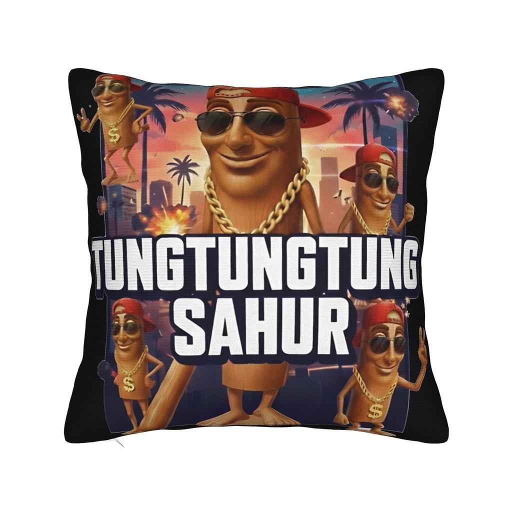 Tung Tung Tung Sahur Funny Meme Pillow Case  Graphic Pillow Cover For Wedding Party Home Decor Cute Funny Pillowcases