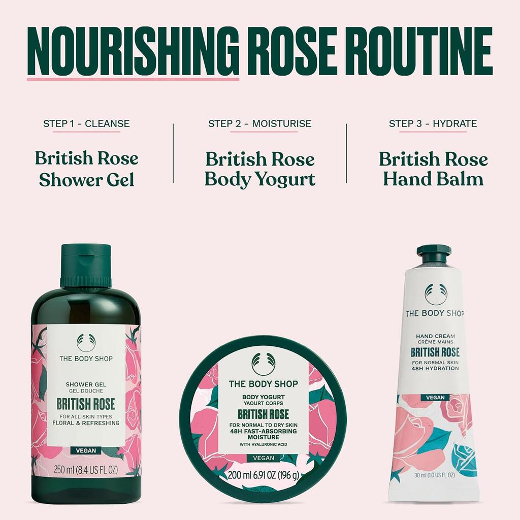The Body Shop Vegan British Rose Body Yogurt 200 Ml Hydrating Moisturizer for Soft Skin