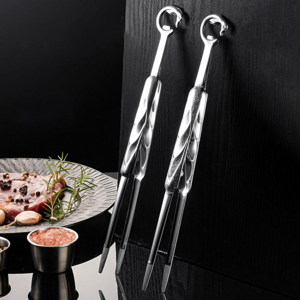 Кулинарный пинцет в форме журавля, кухонные щипцы для еды, нержавеющая сталь 304, нескользящие наконечники, щипцы для барбекю, удлиненные щипцы для мяса, ресторанные
