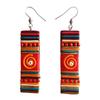 [R7909] - Handmade 'Cubism' Orange Red Earrings - 47x15 Mm