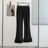 Autumn High Elastic Korean Silk Ruffle Hem Flare Plus Size Casual Pants