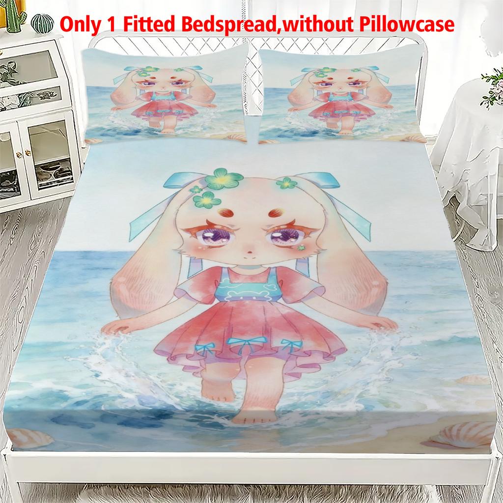 3pcs Fitted Sheet Set Soft Fluff Town Lulu-Sleepy Bunny Breathable Fitted Sheet Set for Home Decor with 2 Pillowcases For Kids