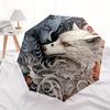 Yin Yang Wolves: Harmony in Nature's DesignUmbrella, Portable 3-Fold Compact Umbrella for Men & Women Gift