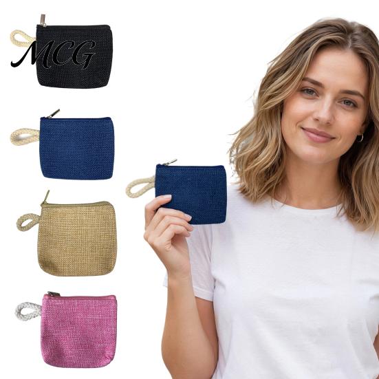 Hand Strap Coin Purse Women Purse, Fabric Mini Change Portable Small Japanese Casual Style Bag Zippered Pouch for Coins Cash Cards Lipstick