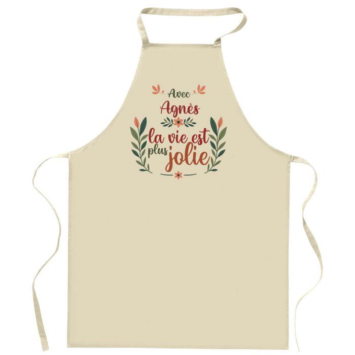 Tablier de cuisine - Agnès la vie est plus jolie - Impression bretonne - Coton résistant - Liens ajustables