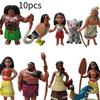 10pcs Figurine Moana Anime Statuary Cake Ornament Christmas Gifts Garnish Toys