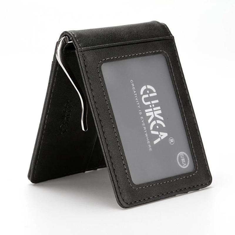 Креативный мужской кошелек Сумка для карт RFID Защита от кражи Щетка Зажим для долларов Модный Чехол для карт с узором Crazy Horse