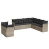 9 Piece Garden Sofa Set with Cushions Light Grey Poly Rattan
