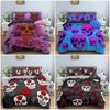 3D Сахарные цветы Череп Постельный комплект Ужас Пододеяльник с наволочкой Король Королева Полуторный Двуспальный Постельное белье Покрывало Декор для дома