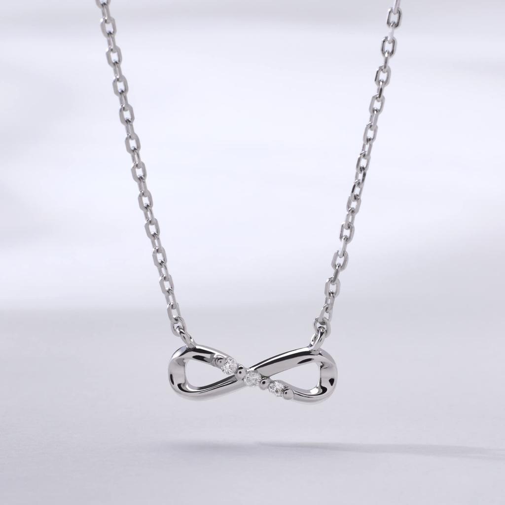 Ожерелье Infinity Diamond Ladies Популярное золото K18 925 серебро Сделано в Японии Подарочная коробка Подарок Свадебный аксессуар Джон Люк [JOHNLUKE] ne_infinity_PLT