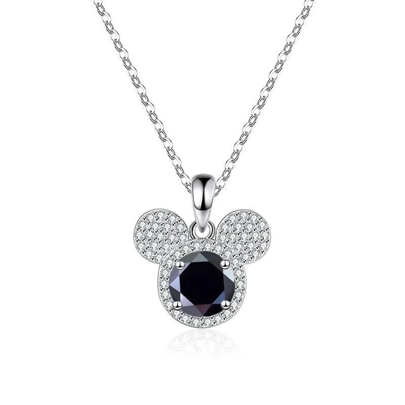 Bague Ringen Кулон из стерлингового серебра S925, 1 карат, муассанит, бриллиант, ожерелье, женская мода, роскошные украшения, голова мыши Микки