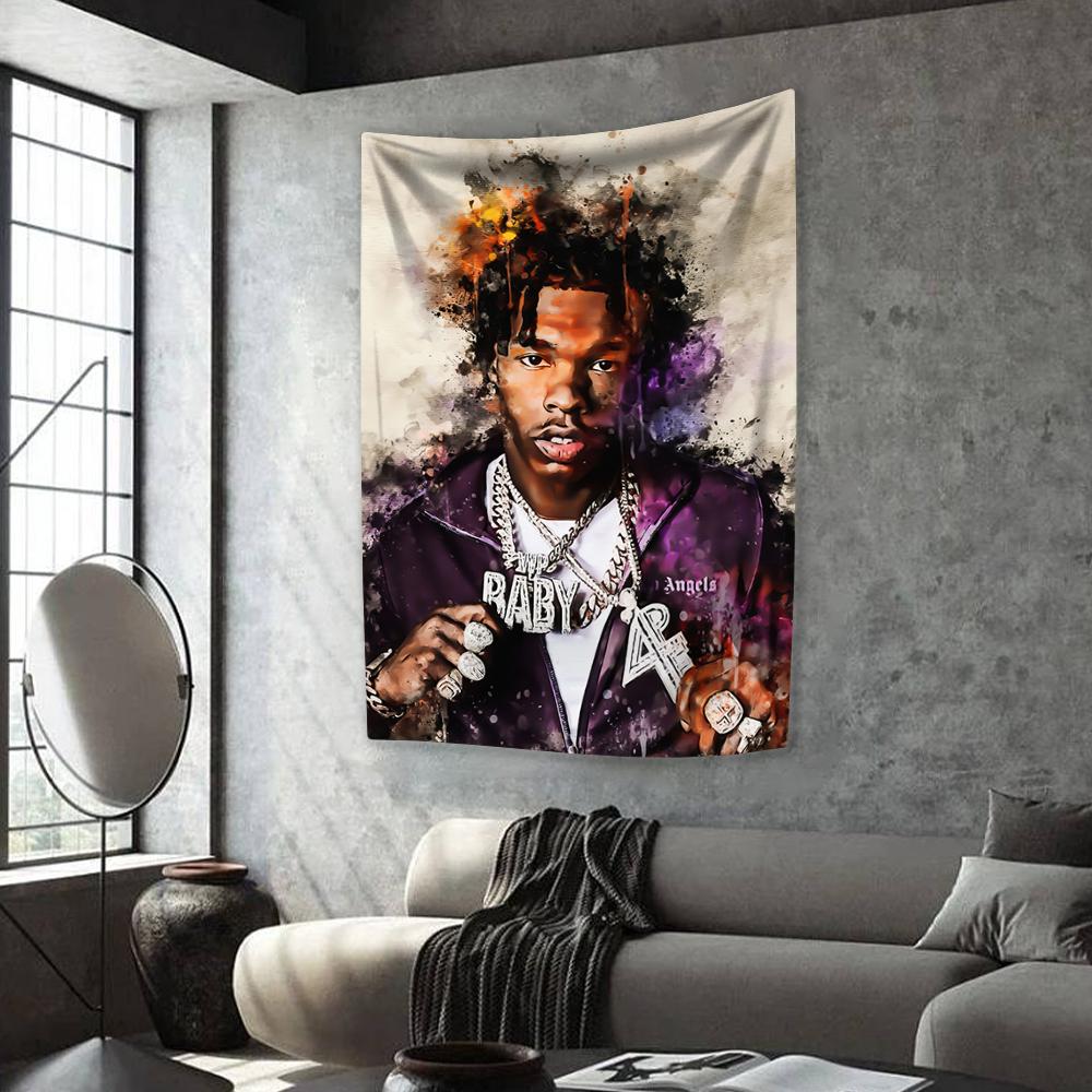 Hip-Hop Singer Tapestry Lil Babys Printing Home Decor Aesthetics Fashion Bedroom Background Wall Hanging Covering Sofa Blanket