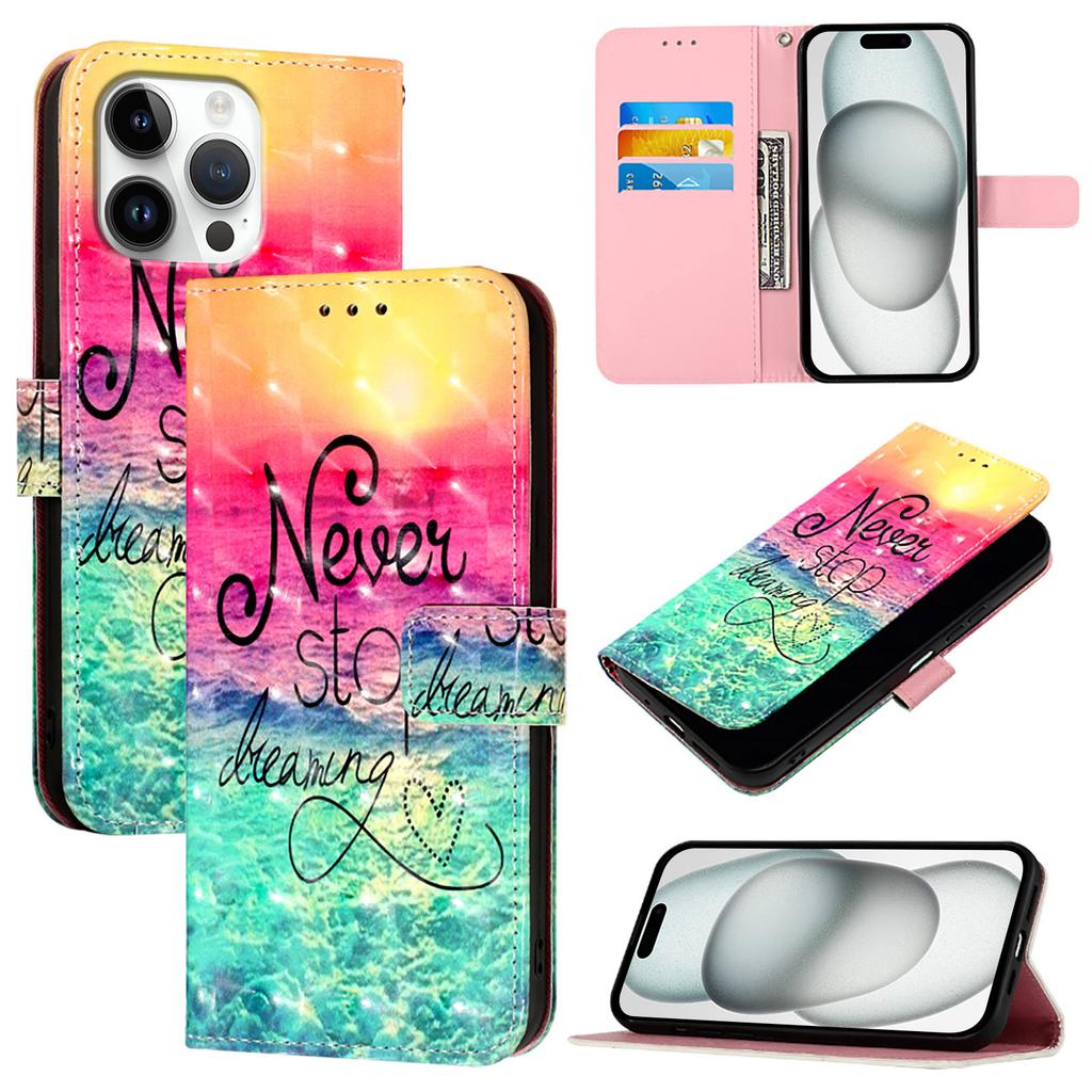 “Never Stop Dreaming" PU Leather Wallet Phone Case–Magnetic Clasp,Shockproof & Card Slots for iPhone,Samsung,Huawei,Xiaomi,Moto,Oppo Vivo and More