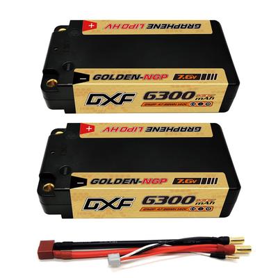 DXF 2 шт. 2S 7,6 В 140C 6300 мАч HV Жесткий корпус Короткий LiPo аккумулятор с разъемами 5 мм. Высокопроизводительный LiPo аккумулятор, идеально подходящий для японских радиоуправляемых автомобилей, грузовиков,