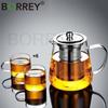 BORREY Glass Teapot Cup Set Flower Teapot Coffee Pot Large With Removable Infuser Filter Heat-resistant Glass Tea Sets Kettle950