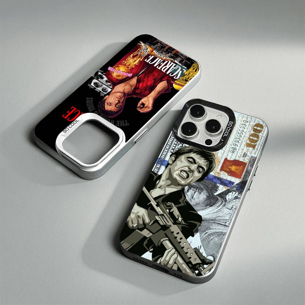 Классический S-Лицо со шрамом Тони Для iPhone 11 12 13 14 15 16 17 Pro Max Plus Цветной Черный Матовый Чехол для Телефона