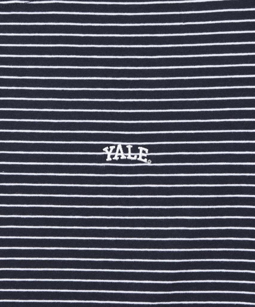 YALE Синяя футболка с логотипом-аркой и полосками