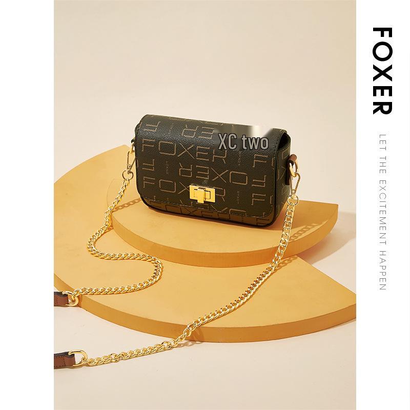 Женская сумка-кроссбоди для телефона FOXER Golden Fox с принтом и цепочкой