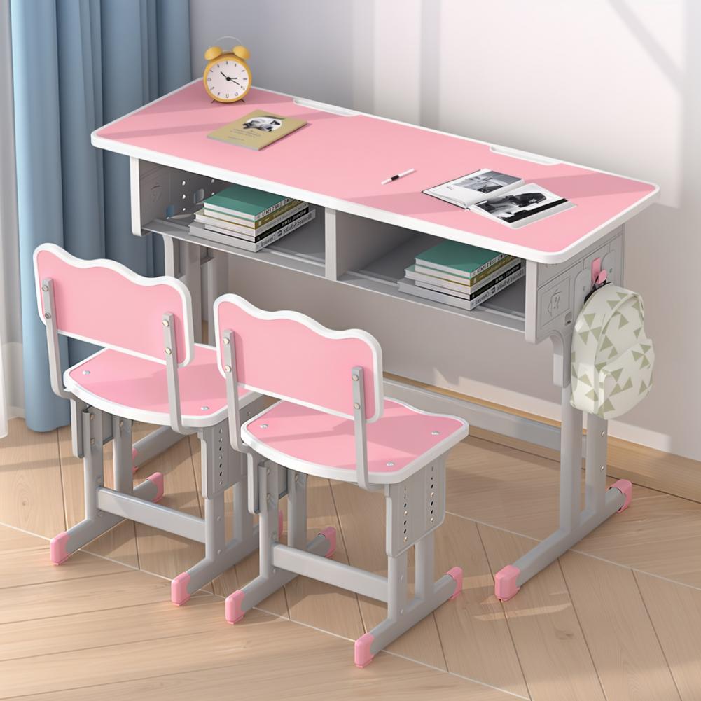 Детский двухместный письменный стол и стул, регулируемая высота, сверхпрочный, просторный, с крючком для школьной сумки