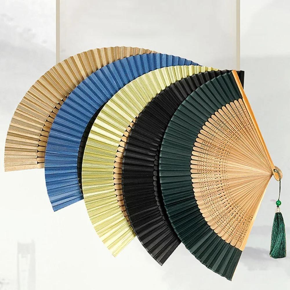 Carved Handle Chinese Fan Handhold Dance Fan Home Decoration Bamboo Folding Fan Gift