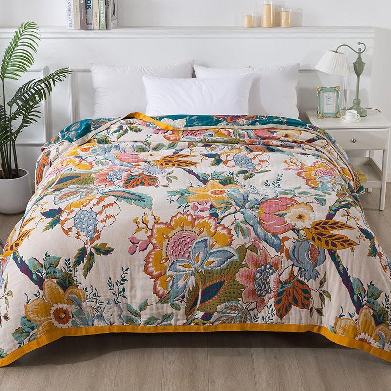 Летний дом Многослойный хлопковый марлевый плед-полотенце Одеяло Покрывало для дома Кровать Взрослое Парное Покрывало для дивана-кровати