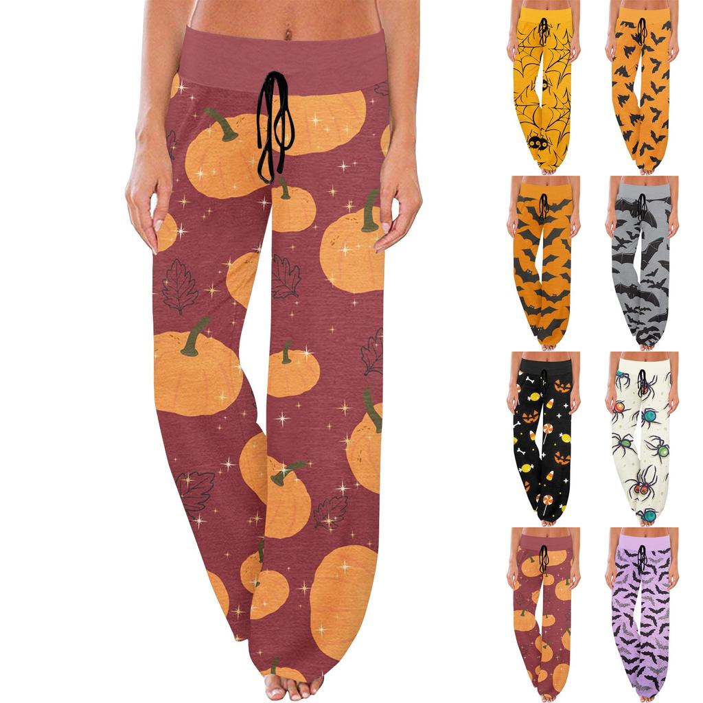 Женские спортивные брюки, спальные брюки, напечатанные широкие брюки на шнурке, повседневные брюки с карманами