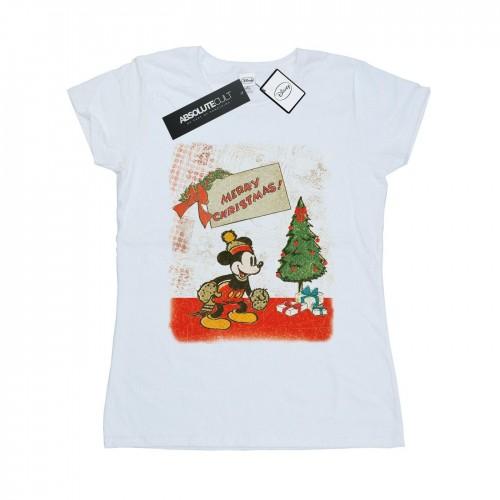Disney Womens/Ladies Mickey Mouse Vintage Christmas Cotton T-Shirt