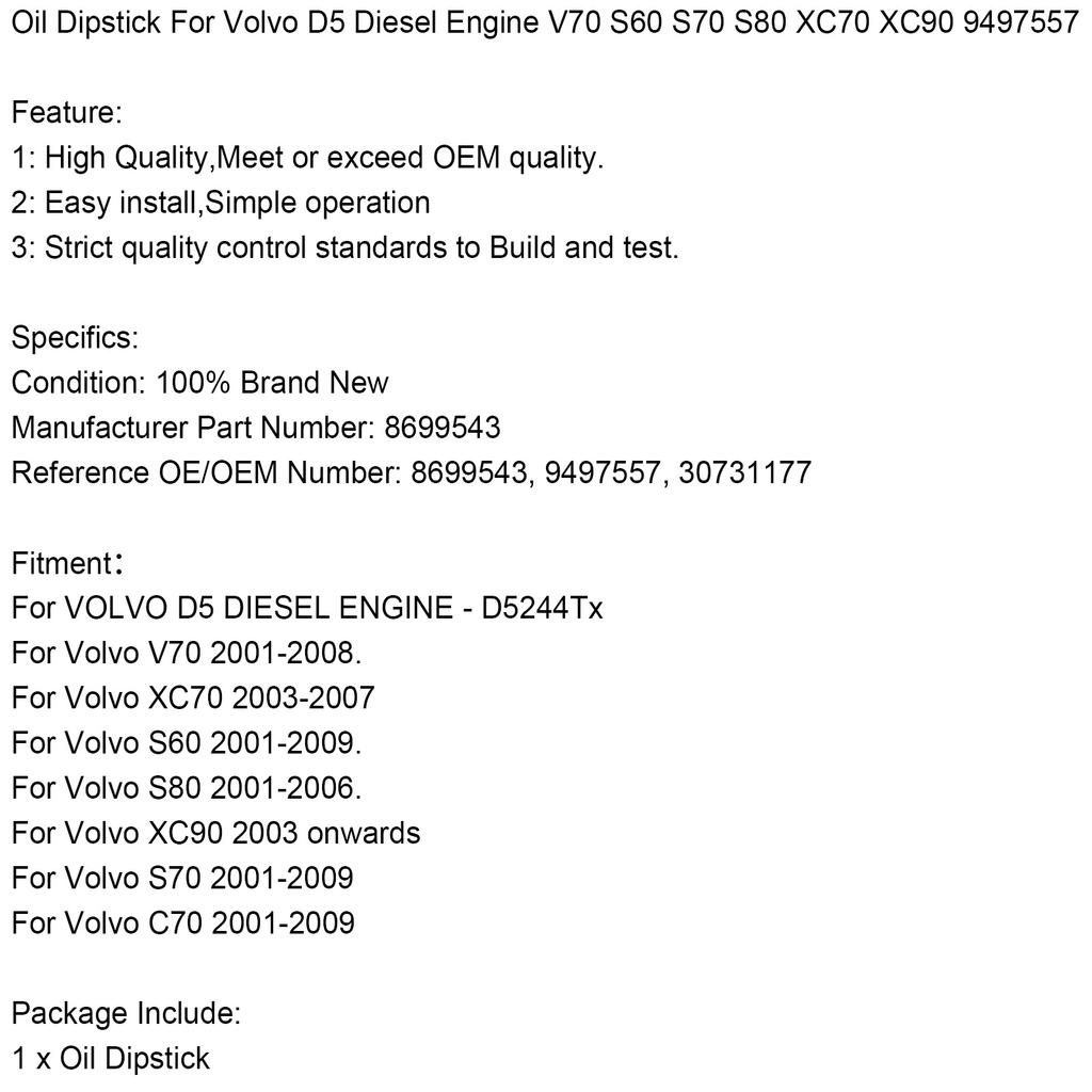 Масляный щуп для дизельного двигателя Volvo D5 V70 S60 S70 S80 XC70 XC90 9497557
